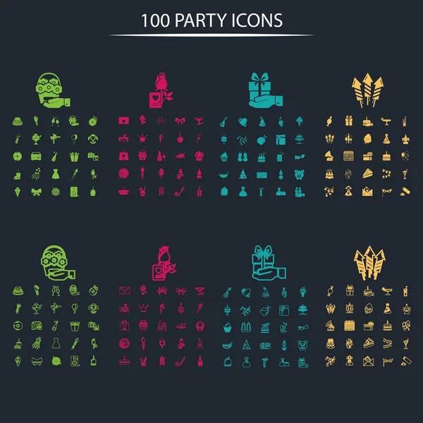 Conjunto de cem ícones de festa —  Vetores de Stock