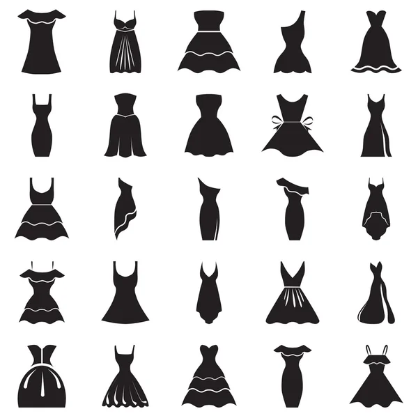 Conjunto de veinticinco vestidos de iconos — Vector de stock