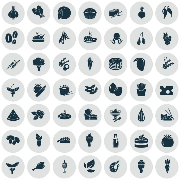 Conjunto de cincuenta iconos de alimentos — Archivo Imágenes Vectoriales