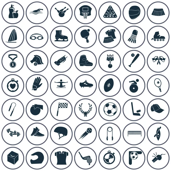 Ensemble de quarante-neuf icônes sportives — Image vectorielle