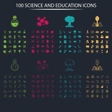 Yüz eğitim ve bilim Icon Set