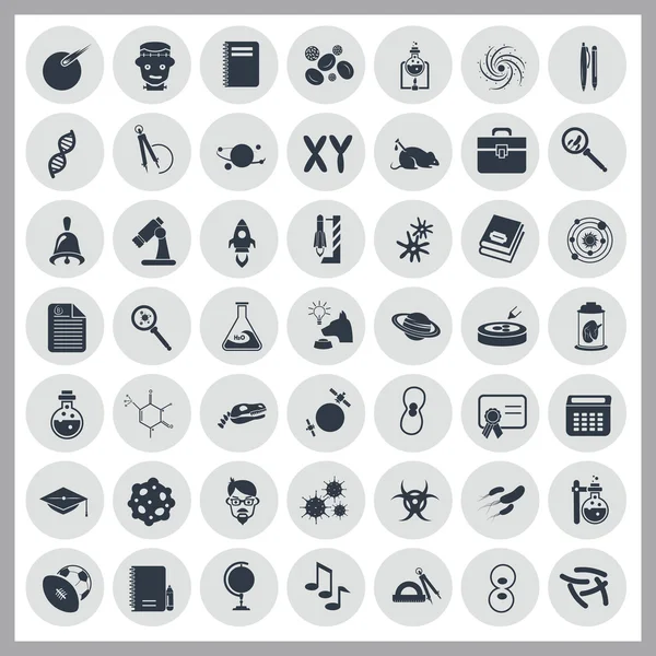 Conjunto de quarenta e nove ícones de educação e ciência — Vetor de Stock