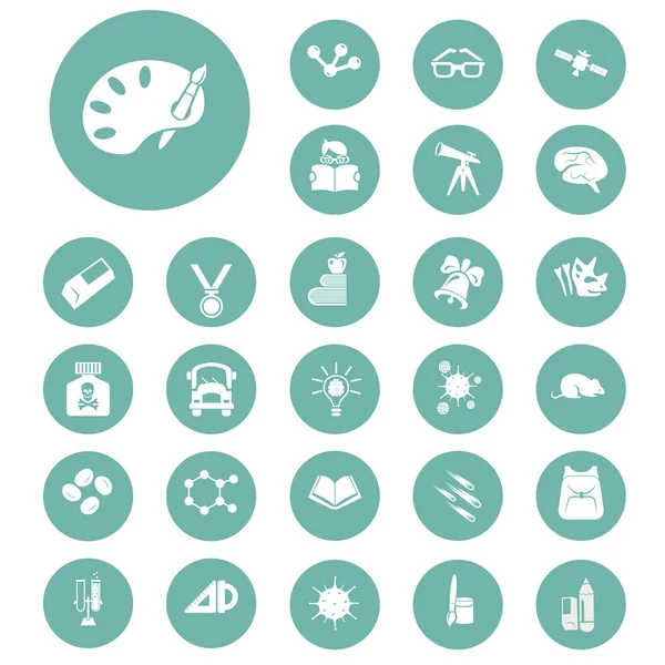 Conjunto de vinte e sete ícones de educação e ciência — Vetor de Stock
