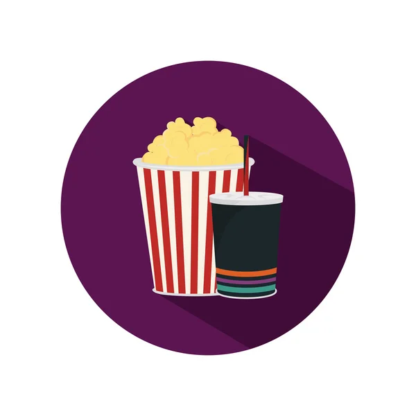 Popcorn en drinken kleur platte pictogram — Stockvector