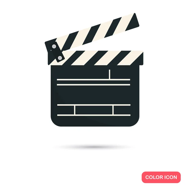 Película clapper color plano icono — Archivo Imágenes Vectoriales