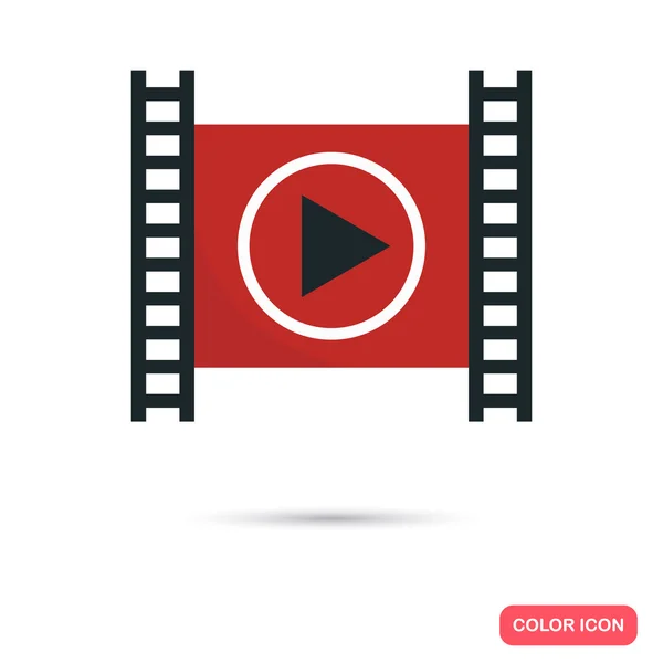 Film stuk opnameknop kleur platte pictogram — Stockvector