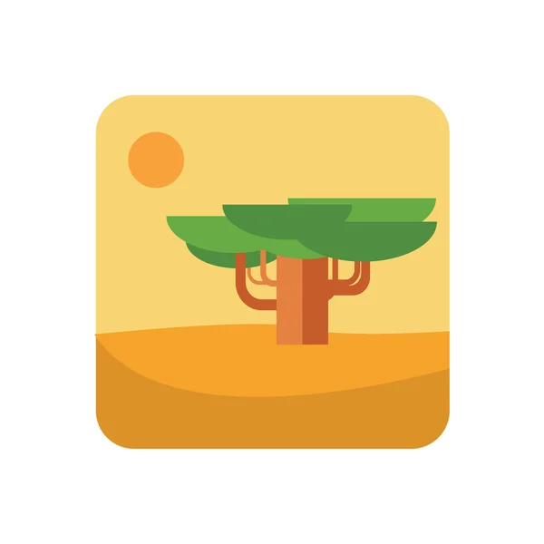Savannah trädet färg flat ikonen — Stock vektor