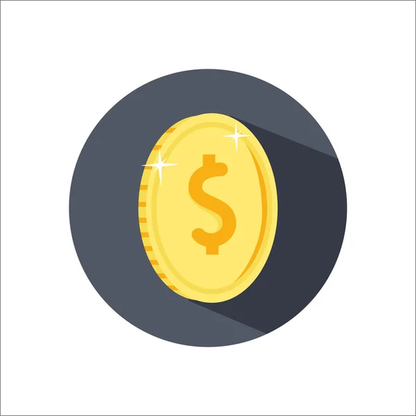 Moneda de color icono plano — Vector de stock