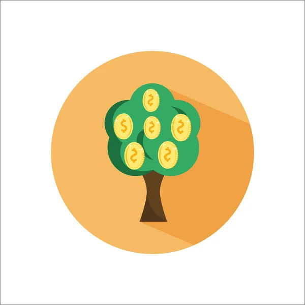 Árbol de dinero icono plano de color — Vector de stock