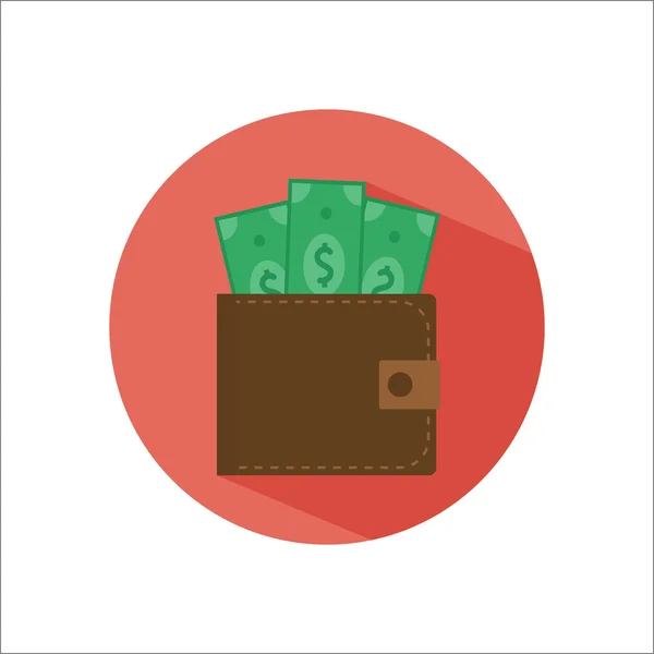 Monedero con icono plano de color efectivo — Vector de stock