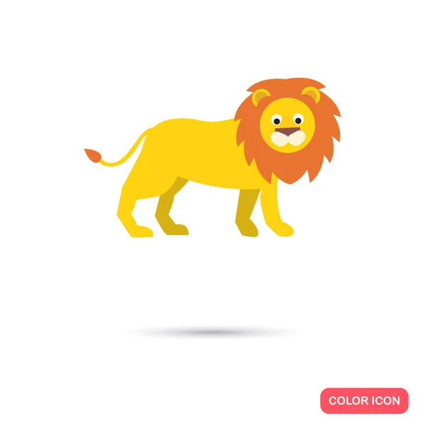 Icône plate couleur lion — Image vectorielle