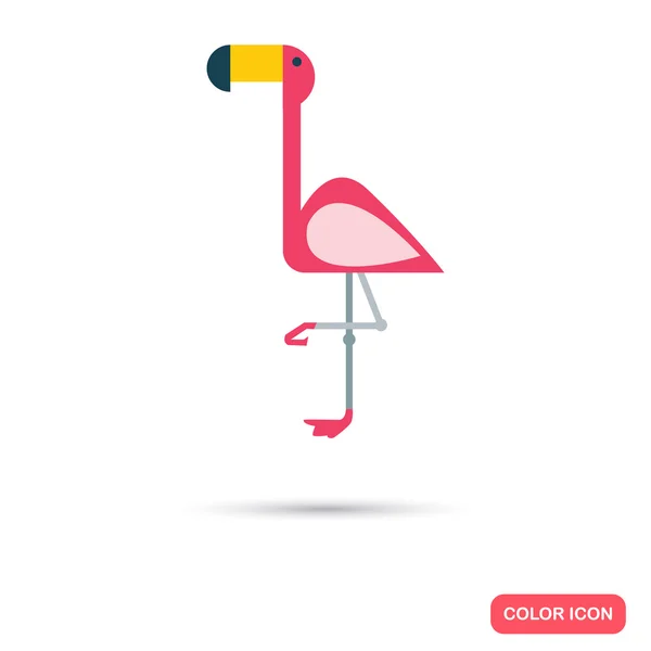 Pink flamingo color flat icon — Stock Vector
