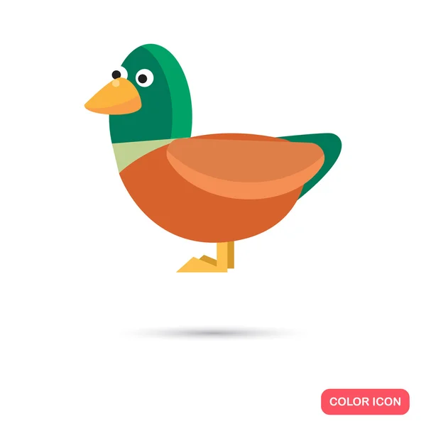 Pato icono plano de color — Vector de stock