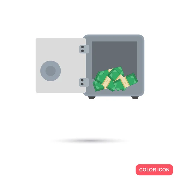 Safe mit Geld Farbe flache Symbol — Stockvektor