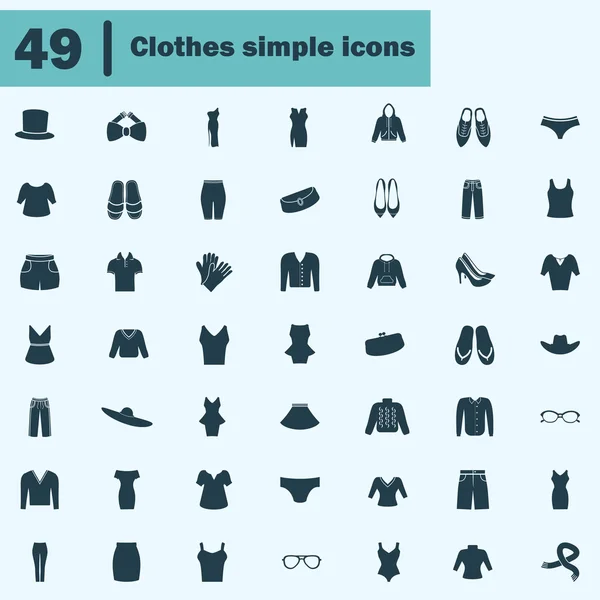 Set di quarantanove icone vestiti — Vettoriale Stock