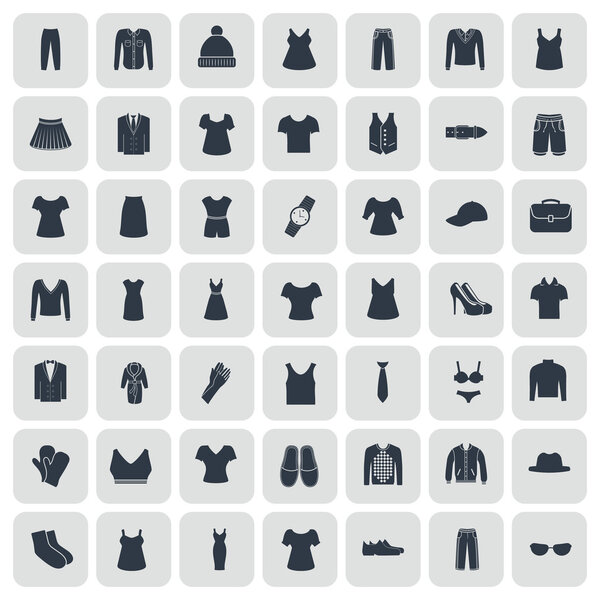 Set of forty nine clothes icons