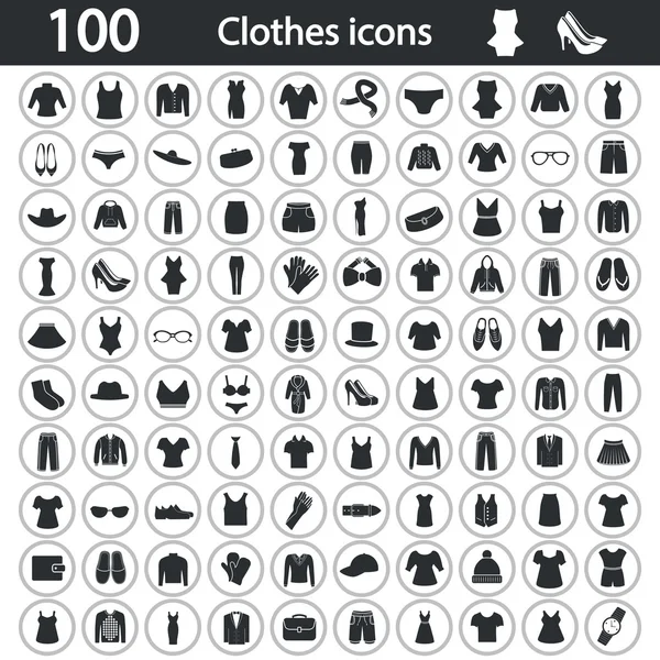 Conjunto de cien iconos de la ropa — Archivo Imágenes Vectoriales