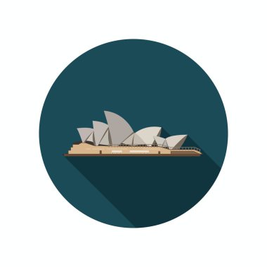 Sydney renk simgesi Opera Binası. Düz tasarım