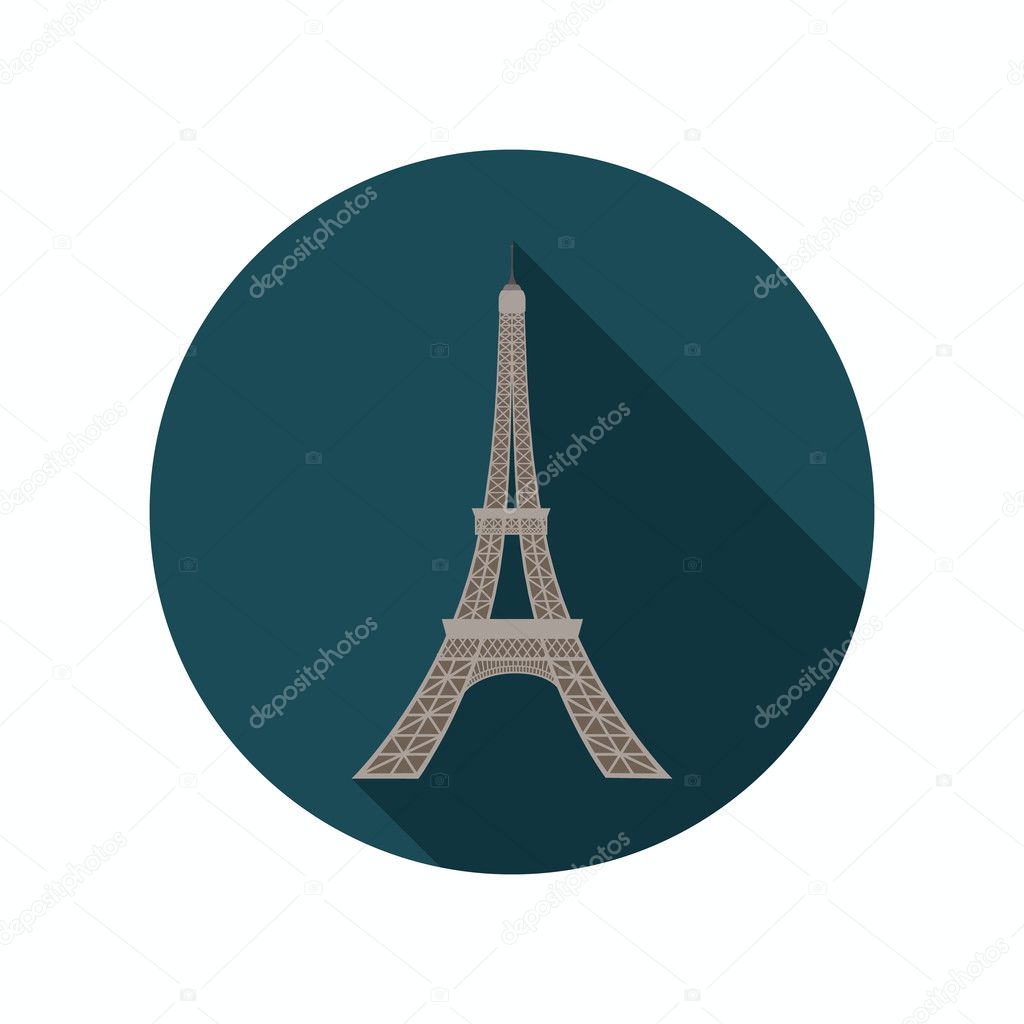 Eifell tower collor icon. Flat design