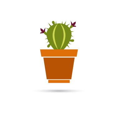 Kaktüs bir tencerede rengi çizimi