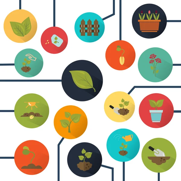 Ensemble de seize icônes de l'agriculture de couleur — Image vectorielle