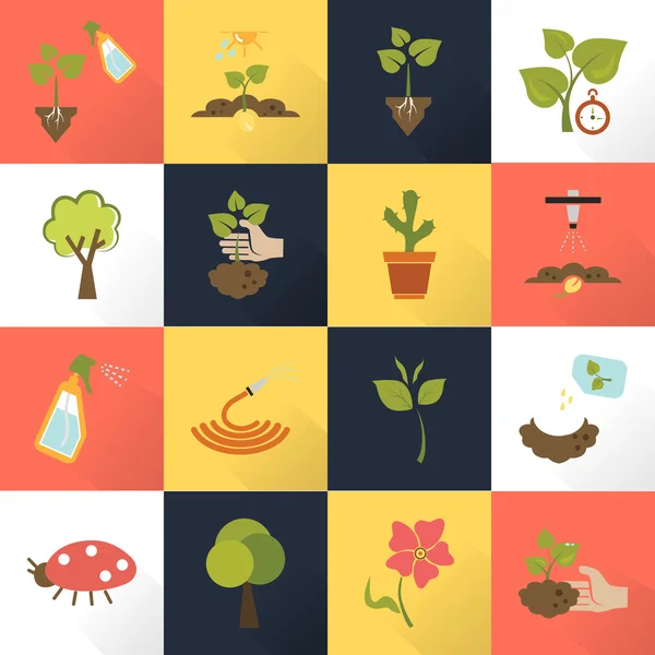 Набір з шістнадцяти кольорових іконок сільського господарства — стоковий вектор