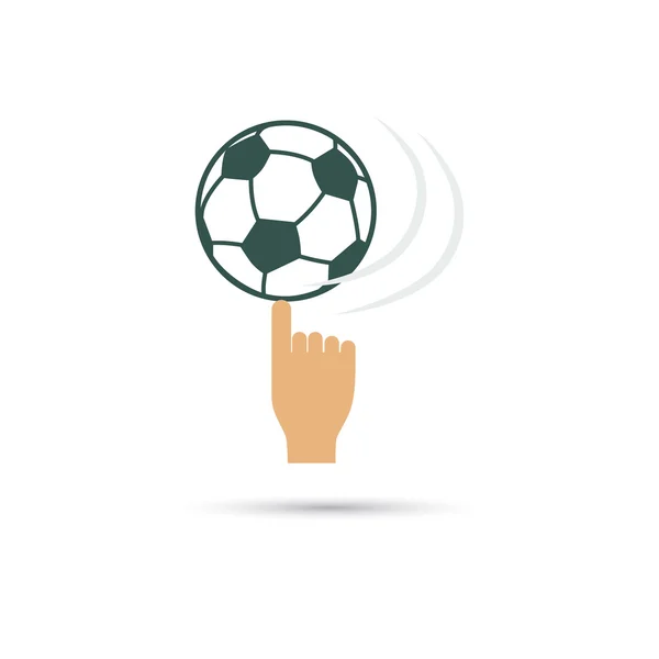 Couleur tordant le ballon de football sur l'icône du doigt — Image vectorielle