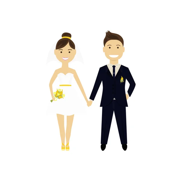 Färg illustration av moderna bruden och brudgummen — Stock vektor