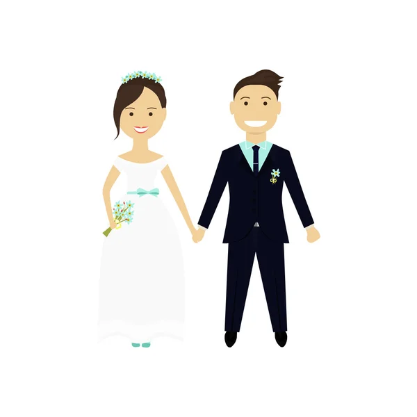 Farbige Illustration der modernen Braut und Bräutigam — Stockvektor