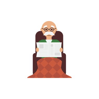 Resimde dedesi gazete okuma