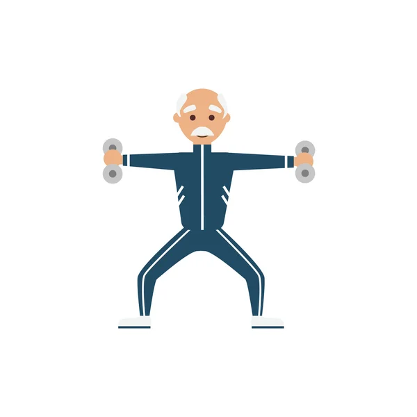 Illustration grandfather, engage in physical exercise — Stock Vector