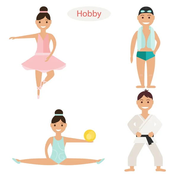 Illustration of boys and girls hobbyes — Stock Vector