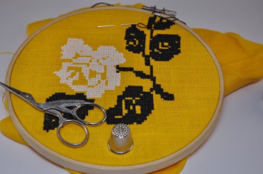 Dikiş ve nakış kiti, seçici odak zanaat