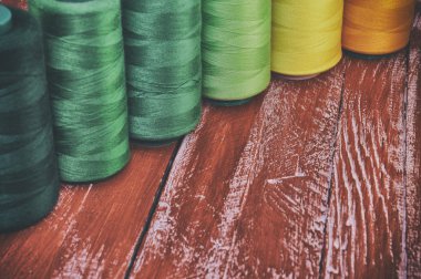 Retro fotoğraf iş parçacığı biriktiricileri dikiş ve iğne işi 