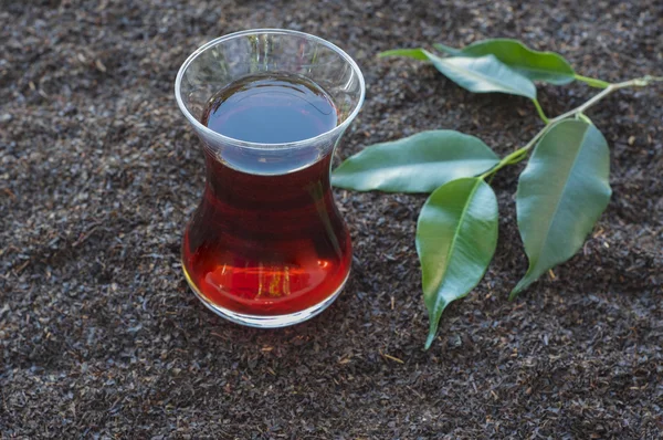 Thé dans le bécher de verre turc — Photo