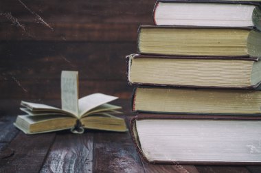 Masada yığınla kitap var.