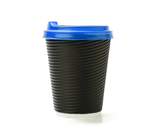 Tazza Carta Calda Monouso Bevanda Con Coperchio Blu Isolato Sfondo — Foto Stock