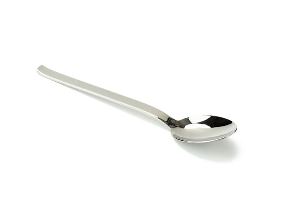 Large Metal Soup Spoon Isolated White Background Close — Stock Photo, Image