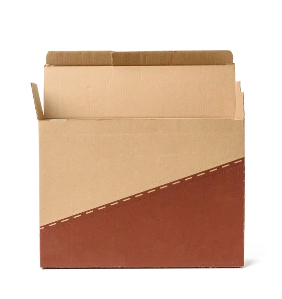 Otwarte Kartonowe Prostokątne Pudełko Wykonane Papieru Falistego Odizolowanego Białym Tle — Zdjęcie stockowe