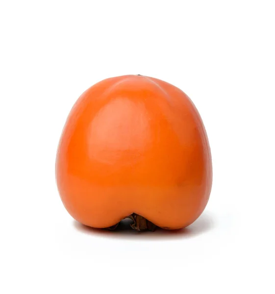 Kulatý Zralé Persimmon Izolované Bílém Pozadí Zblízka — Stock fotografie