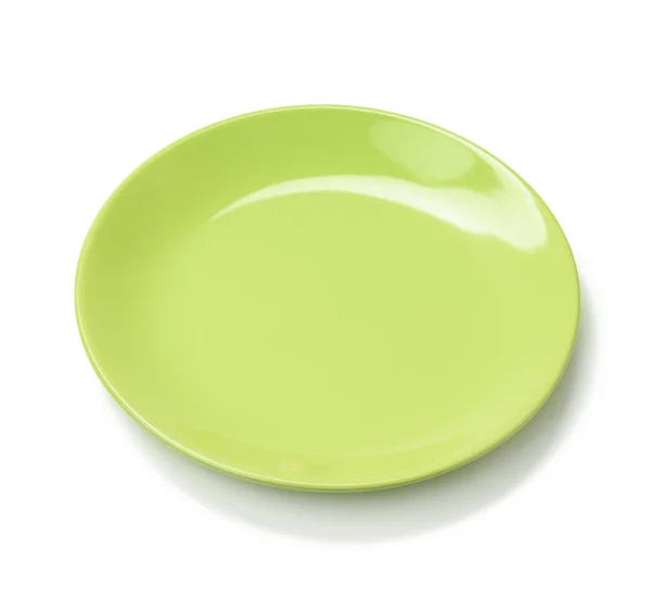 Κενό Στρογγυλό Πράσινο Πιάτο Για Κύρια Πιάτα Που Απομονώνονται Λευκό — Φωτογραφία Αρχείου