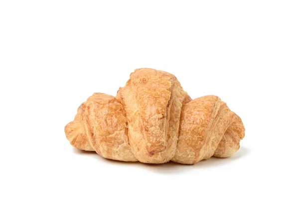 Bakad Croissant Gjord Vitt Vetemjöl Isolerad Vit Bakgrund Närbild — Stockfoto