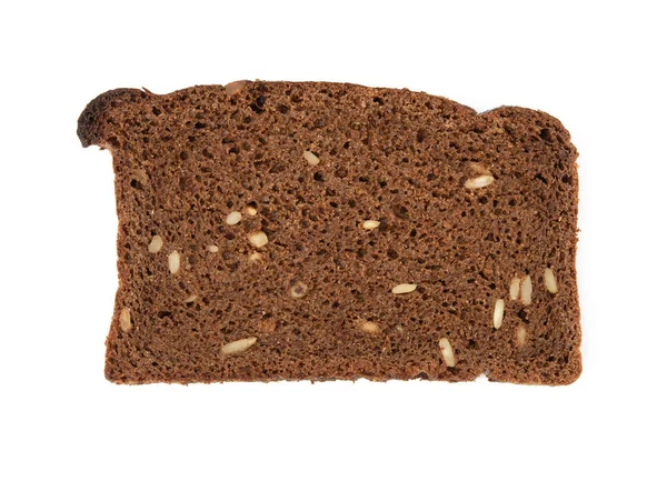 Snijd Van Roggemeelbrood Met Zonnebloempitten Geïsoleerd Witte Achtergrond Bovenaanzicht — Stockfoto