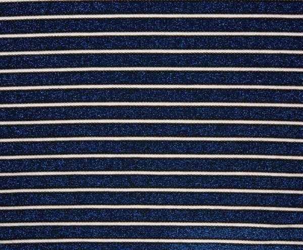 Blauwe Stof Met Witte Strepen Glanzende Lurex Voor Kleermakerij Volledig — Stockfoto