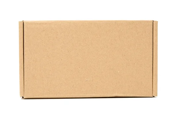 Brązowe Pudełko Kartonowe Izolowane Białym Tle Zbliżenie — Zdjęcie stockowe