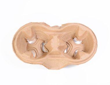 Beyaz arka plan, üst görünüm kağıt paket içecek tutacağı