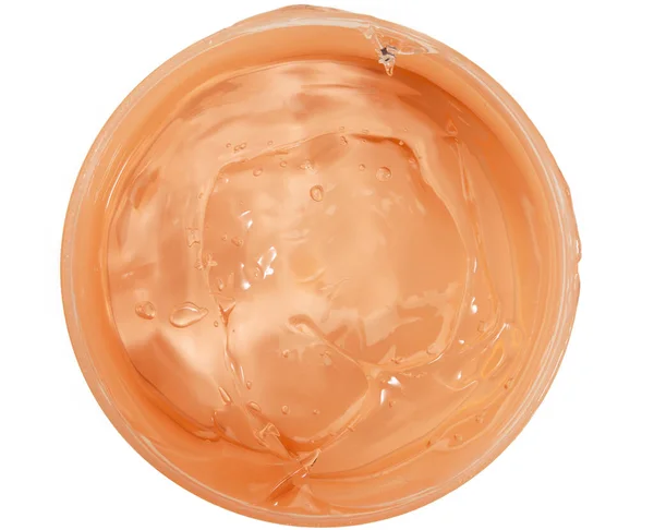 Orange Moisturizing Translucent Cream Plastic Jar Top View — Stok Foto