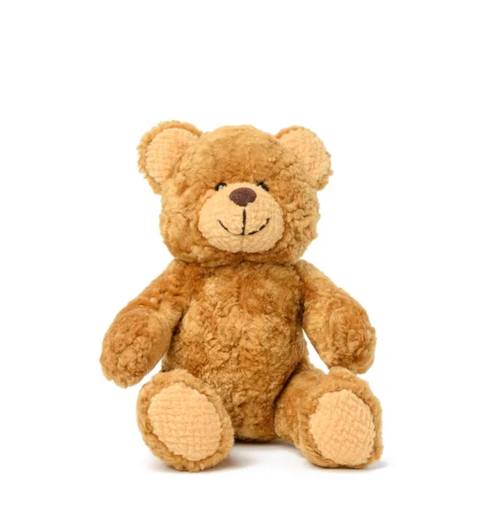 Brown Teddy Bear Sits White Background Toy Royalty Free Stock Images