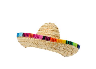 Beyaz arka planda hasır şapka, kapat