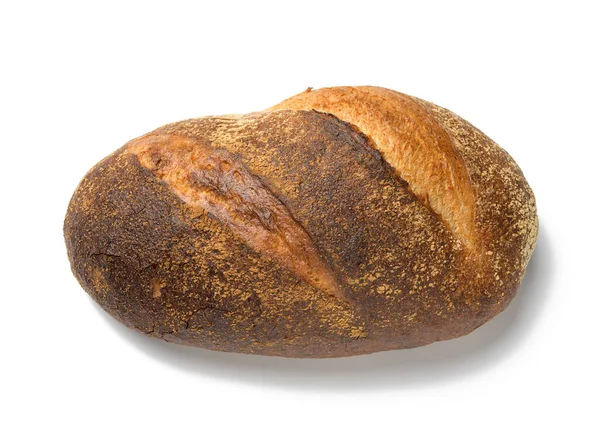 Gebakken Langwerpig Brood Gemaakt Van Witte Tarwemeel Geïsoleerd Witte Achtergrond — Stockfoto